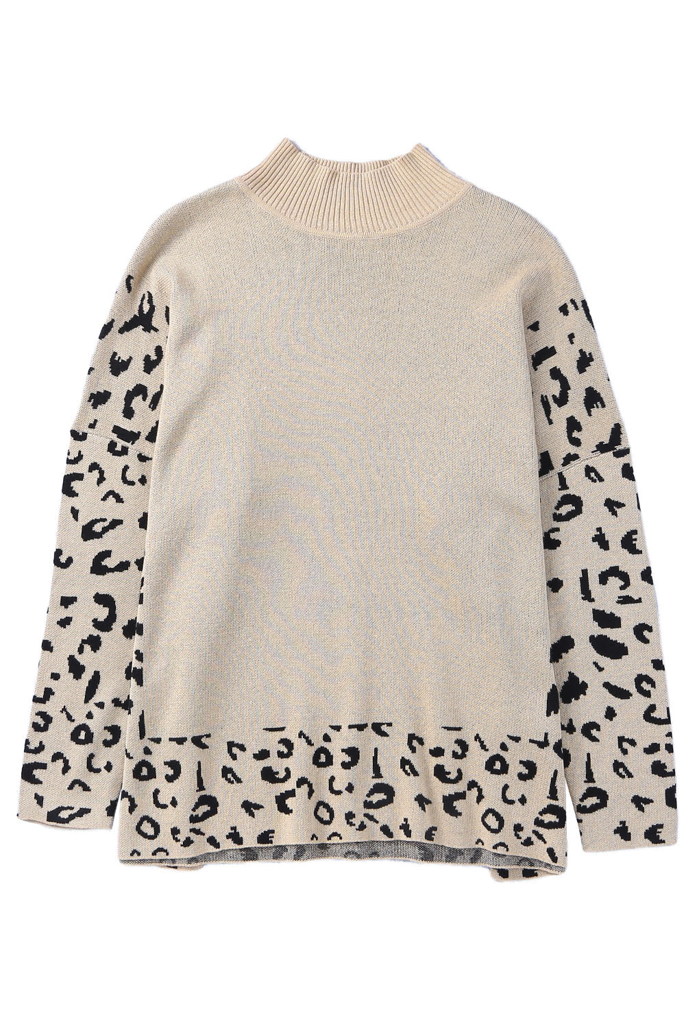 Sighi di oversize a fenditura con il collo alto Khaki Leopard