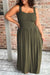 Long Green Green Dress with Gathered Gathered Bust, Large Size