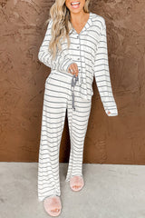 Ensemble pyjama à manches longues et pantalon à imprimé rayé-A WOMAN WE LOVE