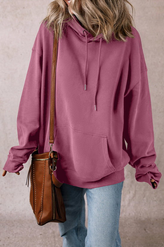 Valériane loose fit hoodie with drawstring and kangaroo pocket in solid color