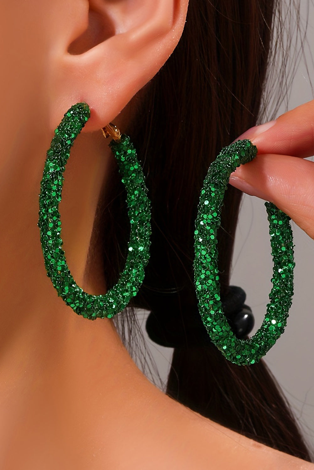 Boucles d'oreilles à paillettes audacieuses à la mode St. Patricks vert foncé