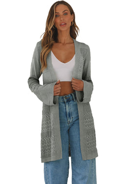 Cardigan gris ouvert sur le devant en maille pointelle