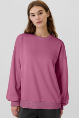 Sweat-shirt haut bas à épaules tombantes doublé polaire uni Valériane