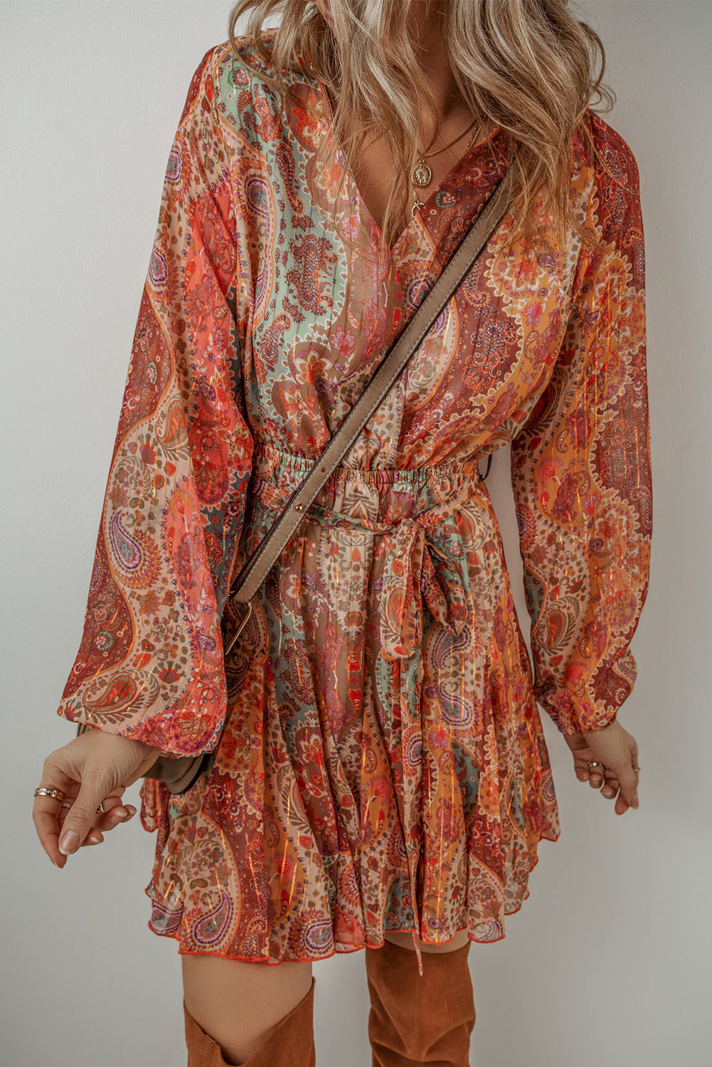 Bohemian-style mini-orange robe