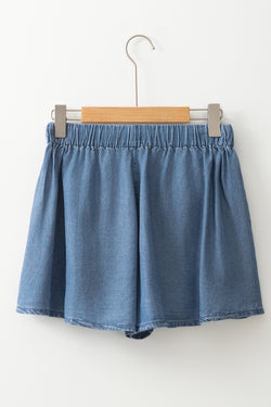 Short en Jean à jambe large et taille élastique *