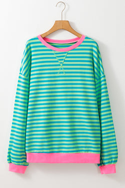 Over-dimensional sweatshirt with sky blue stripes *