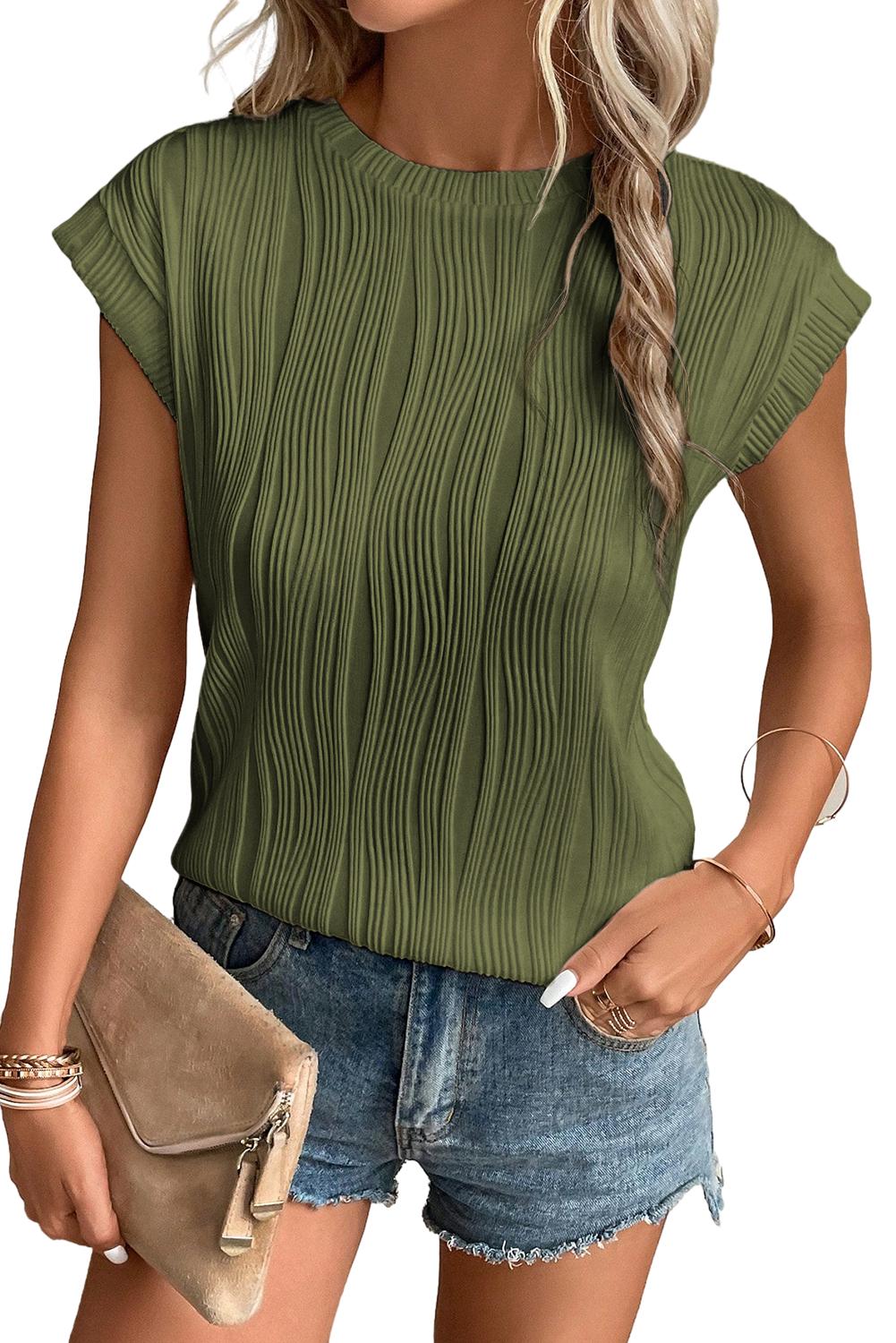 Jungle Green Wavy Texture Tap Manga Top