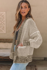 Cardigan à col surdimensionné en tricot gaufré épais abricot-A WOMAN WE LOVE