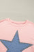 Gossamer Pink Studded Star Print Long Sleeve Oversized Top