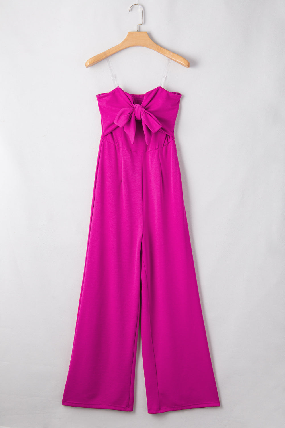 Hellrosa Bowknot trägerloser Weitbein -Jumpsuit