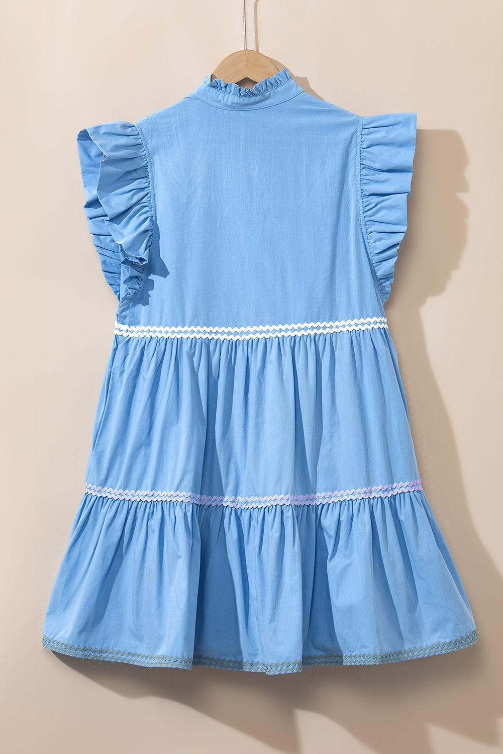Robe à plusieurs niveaux avec col en V et manches flottantes color block Ric Rac Beau Blue