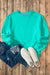 Aruba Blue Solid Fleece Lined Drop Shoulder Terry Sweatshirt