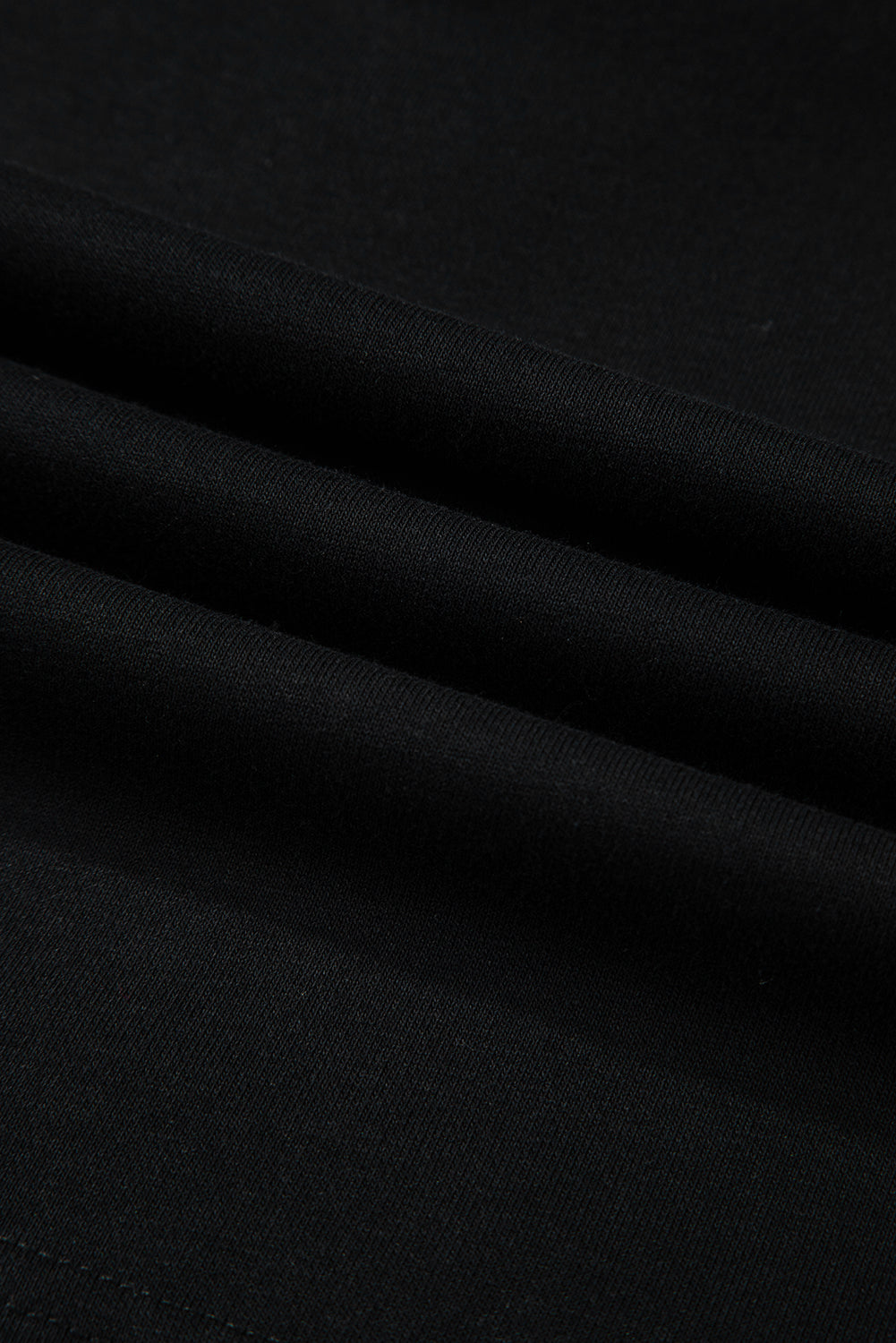 Short black hooded plain with drooping shoulders *