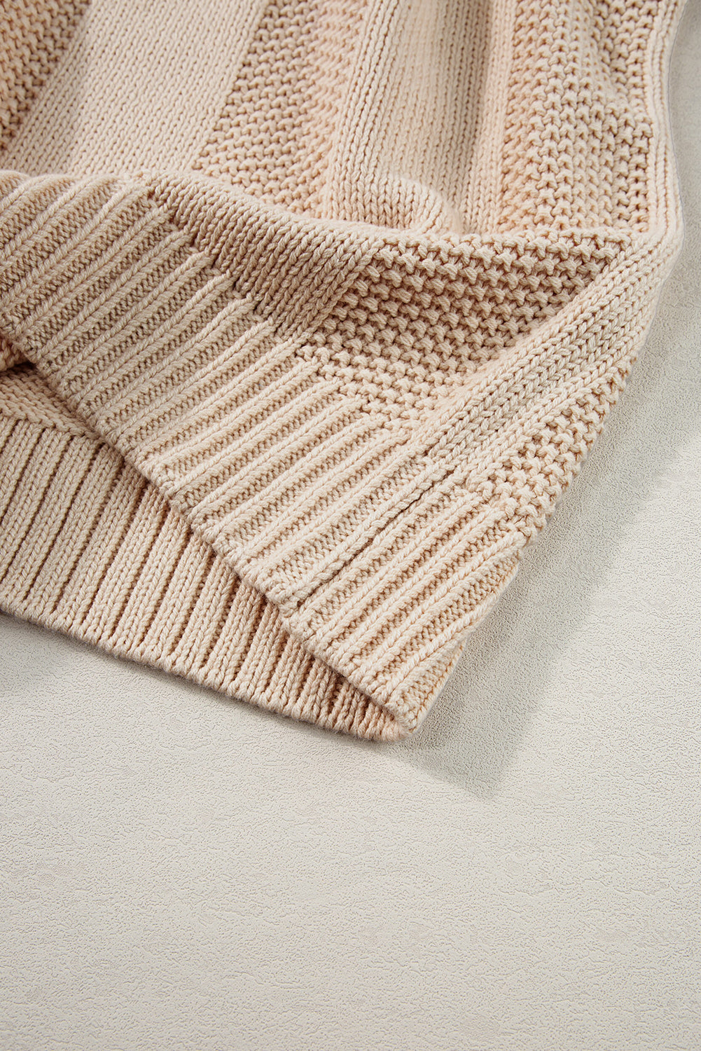Pull ample côtelé en tricot torsadé de couleur unie kaki pâle