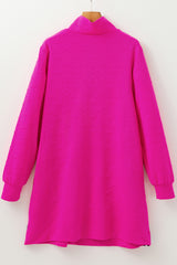 Mini-robe droite texturée en jacquard rouge rose avec fermeture éclair sur un quart
