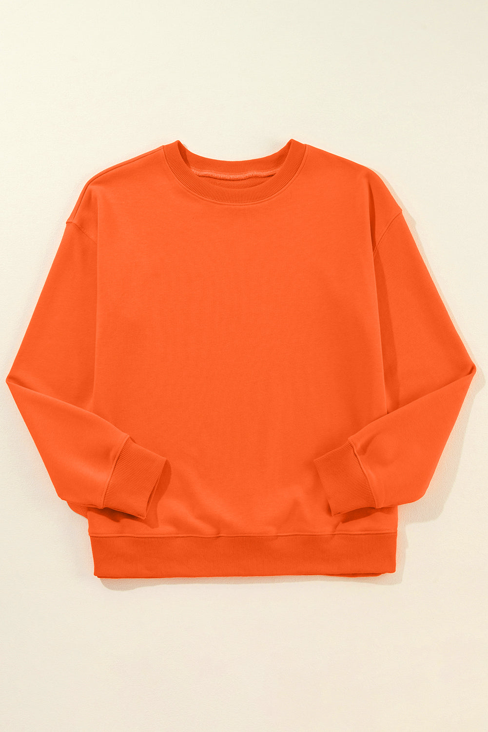 Sweat-shirt orange uni classique à col rond