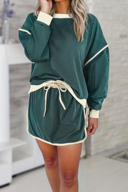 Ensemble pull ample contrasté de couleur Evergreen *