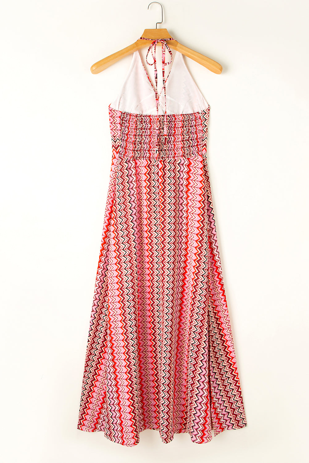 Roter Halfterhals Tribal Boho gedrucktes Rückenless Maxi Kleid