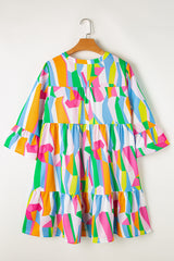 Green dress with abstract print *