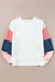 White long sleeve French Terry color block top