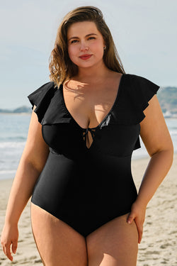 Maillot de bain une pièce noir grande taille *