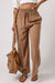 Large casual pants with elastic waist with brown tightening cord