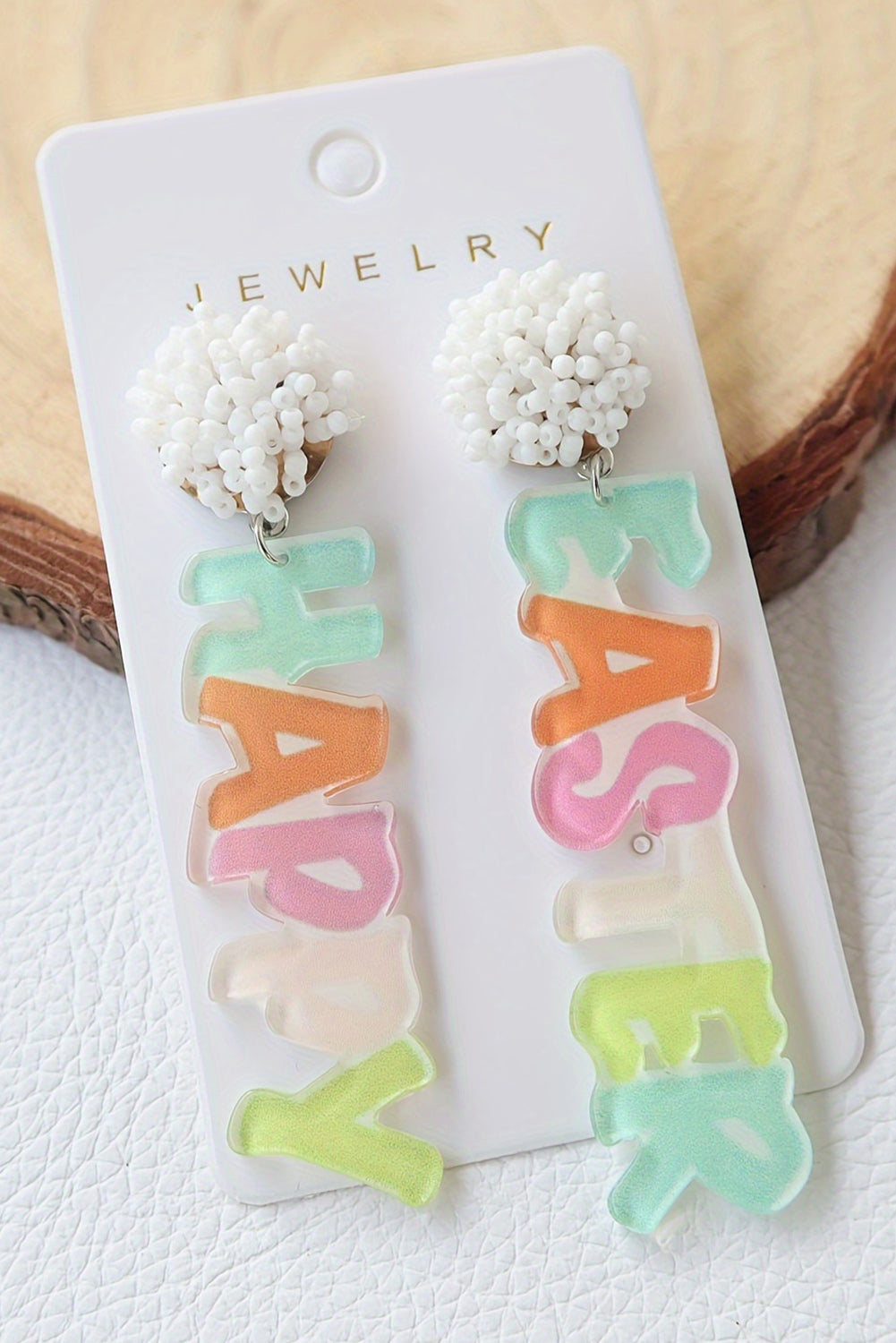 Boucles d'oreilles pendantes JOYEUSES PÂQUES colorées roses-A WOMAN WE LOVE