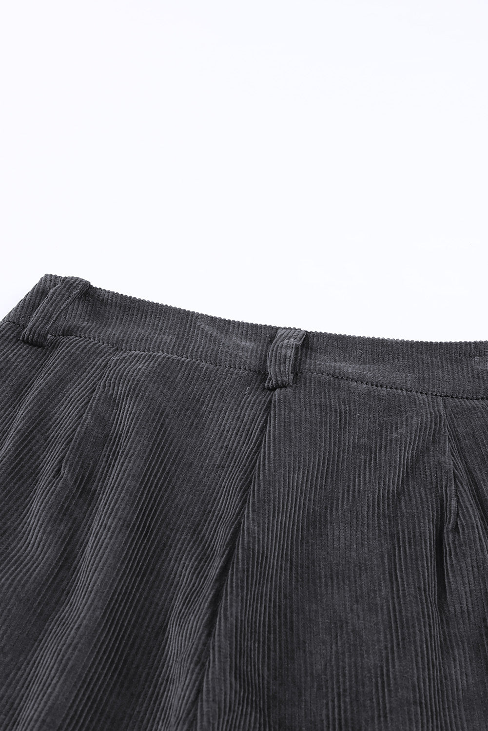 Gray Corduroy High Waist Straight Leg Pants