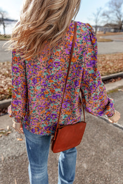 Violet blouse with floral print *