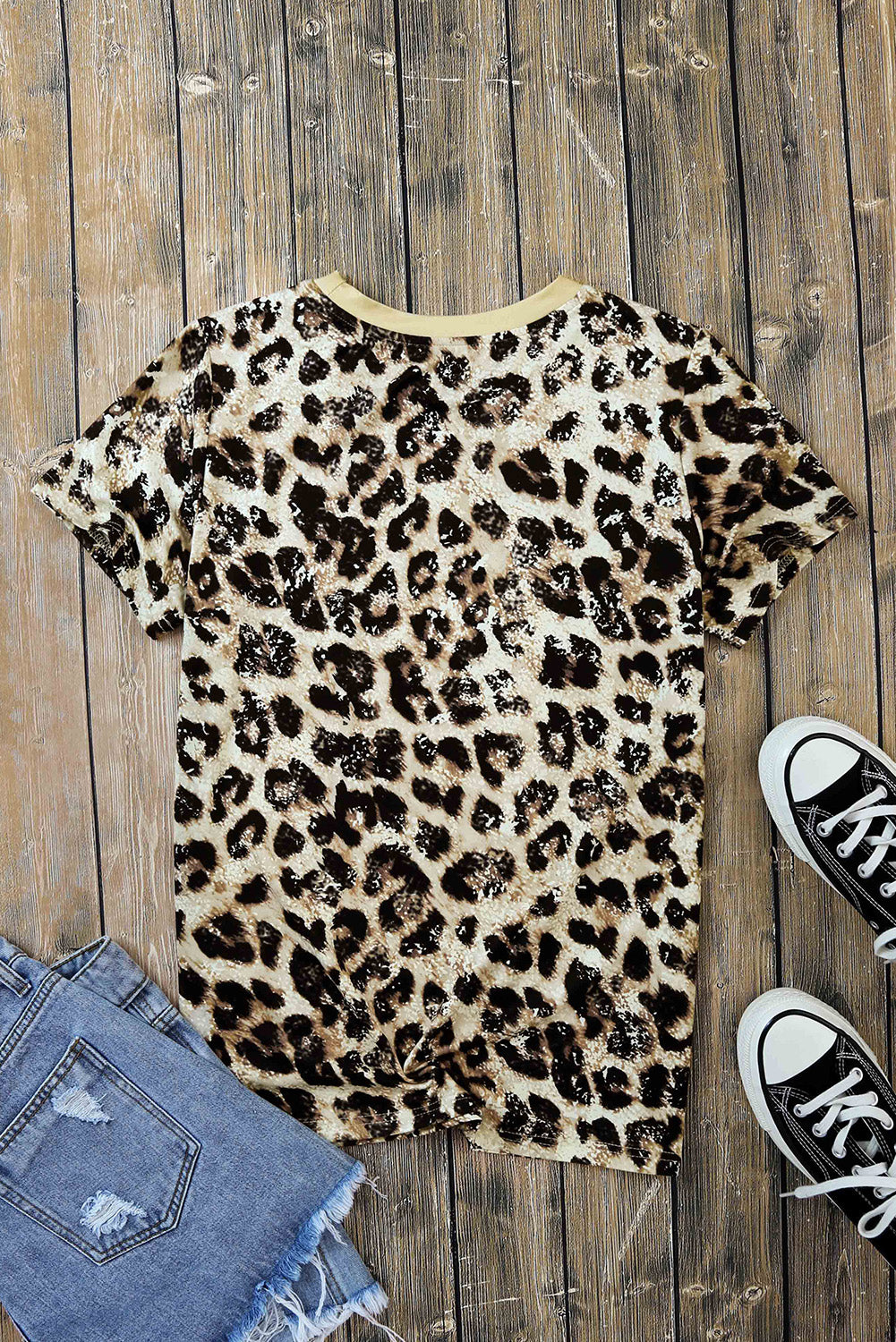 Leopard laundry round neck t-shirt