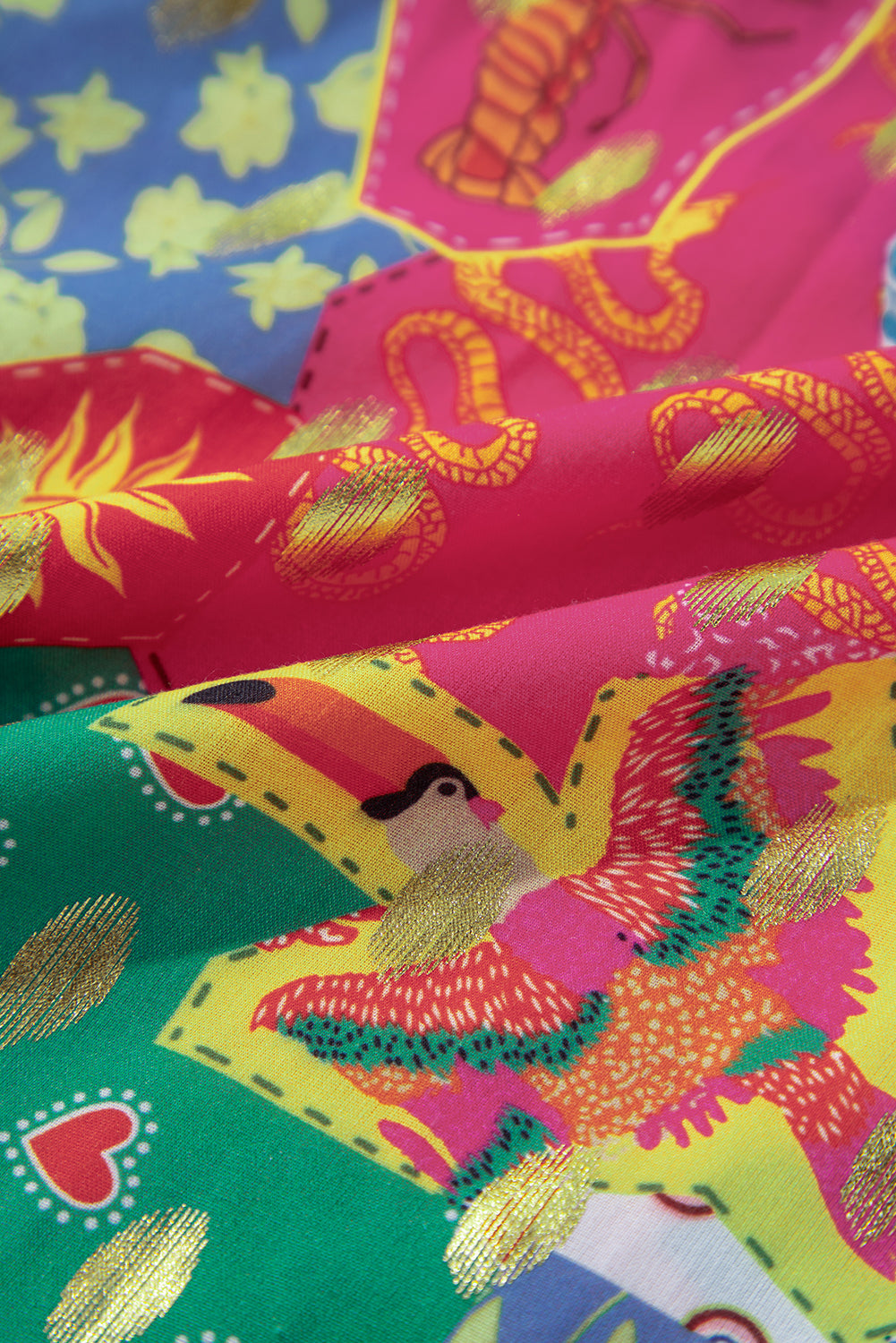 Chemise ample boutonnée à imprimé abstrait color block rouge rose-A WOMAN WE LOVE