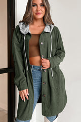 Surprised hooded jacket in ribbed velvet contrast jungle