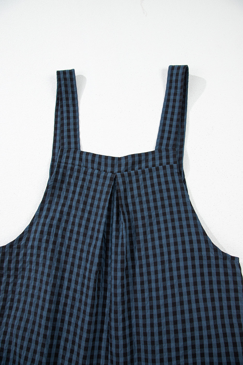 Blue Sail Plaid Print Buttoned High Waisted Overalls