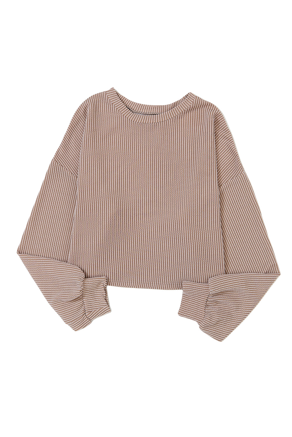 Khaki Cording Drop Schulterpuffhülle Casual Long Sleeve Top