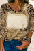 Brown Cheetah Bleached Print Long Sleeve T-Shirt