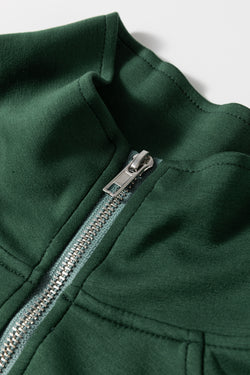 Decreeed barboter with semi-ferms zipper in French terry knitting with blackish green tightening cord