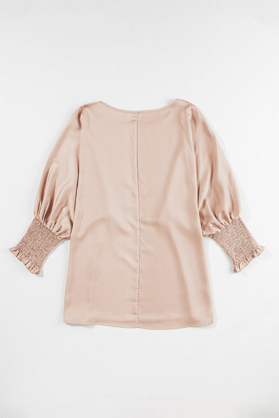 Fat -gathered smoked satin blouse *