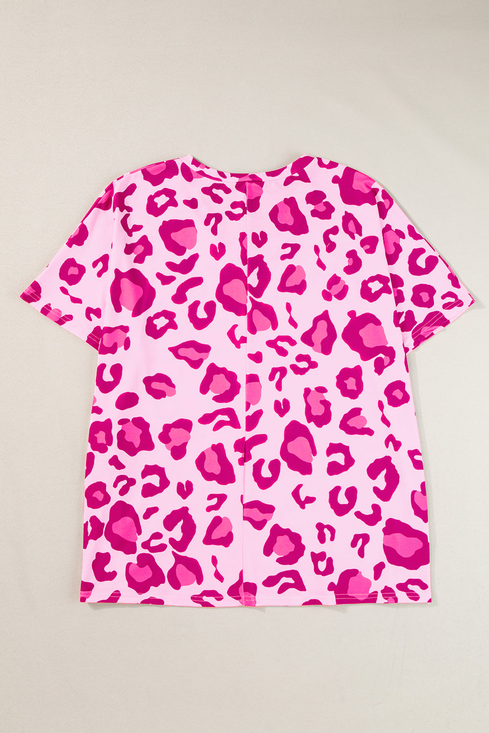 Rose Leopard Print V Neck Plus Tize Tee