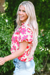 Blouse beige à fleurs et *-A WOMAN WE LOVE