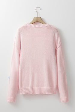 Pull fleuri brodé Pink Petals & Threads