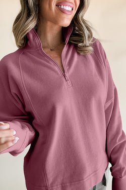 Zipped and drooping shoulder fighter sweatshirt