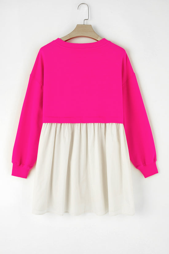 Mini-robe en popeline sweat rouge rose