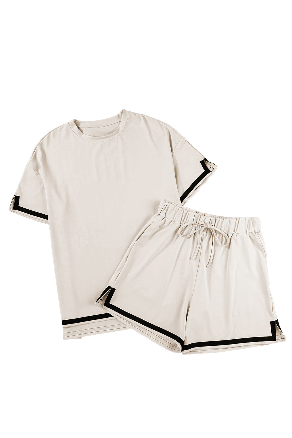 Aprikosenkontrastverkleidung T -Shirt und Shorts Set