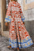 Orange Long Sleeve Boho Geometric Print Maxi Dress