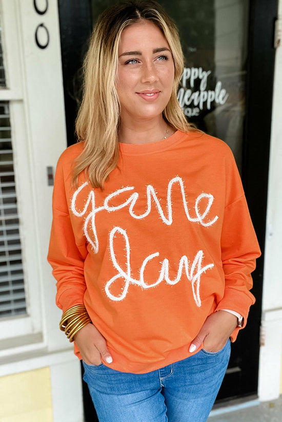 Game Day Russet Orange Garland Drop Shoulder Graphic Sweatshirt