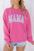 MAMA Floral Red Pink Embroidered Graphic Sweatshirt