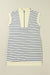 Blue striped mini dress with zip neck and short sleeves