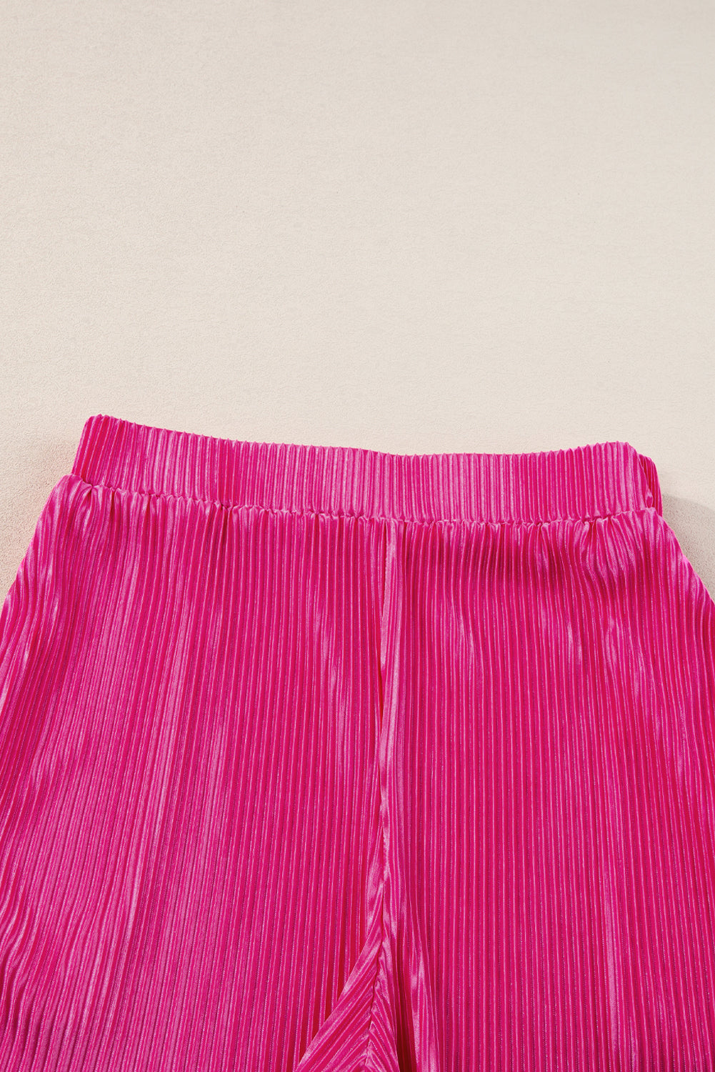 Hot Pink Casual Pleated Short Two Piece Set