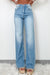 Myosotis - High waisted straight leg jeans with split leg