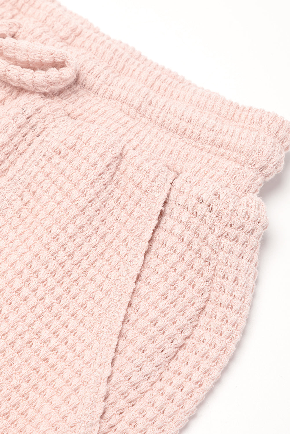 Aprikosen rosa Waffelknit kurzärmelig und Shorts Lounge Set